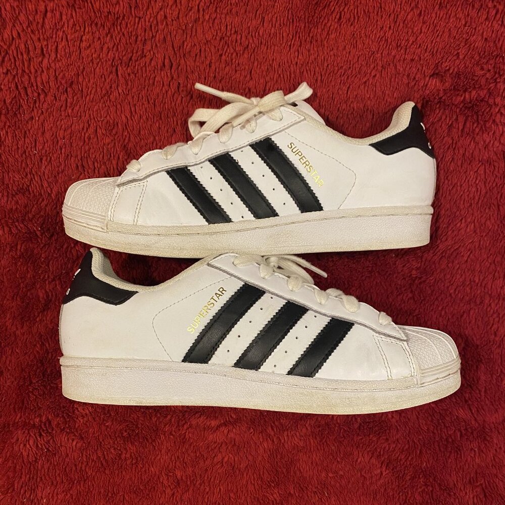 adidas Superstar Sneakers - W Size 6.5.  White with Black Stripe - EUC!